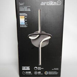 Artika Swirl Modern LED Wall Sconce Light Fixture, Black BNIP